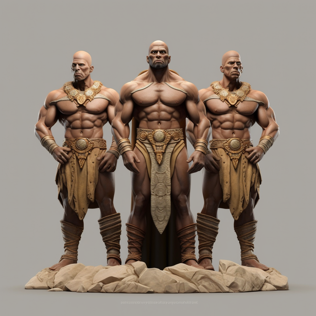 Front view of three wise men bodybuilders