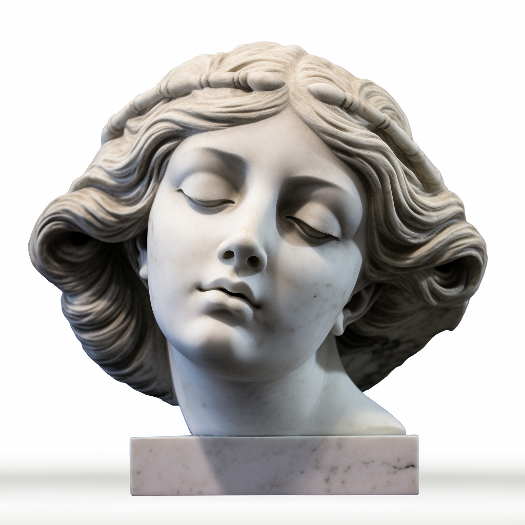 Frontal View Greek Goddess Head Sculpture