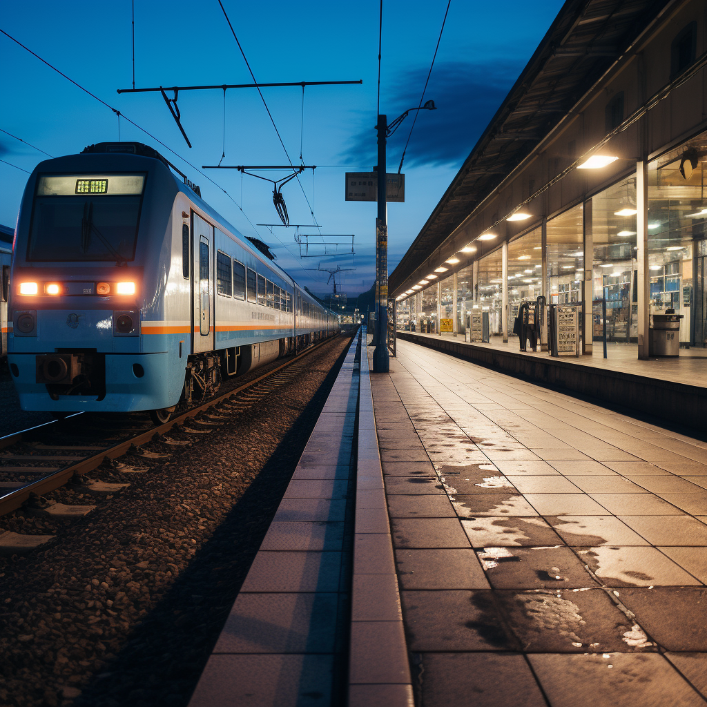 Realistic photo of busy commuters at a new station