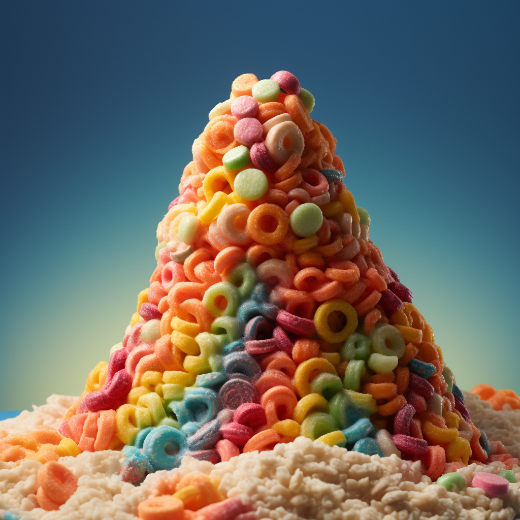 Colorful mountain of Froot Loops cereal