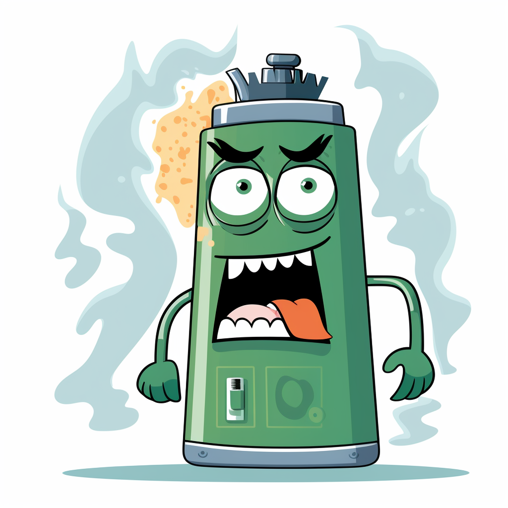 Cartoon of a frowning male thermos with chainsaw