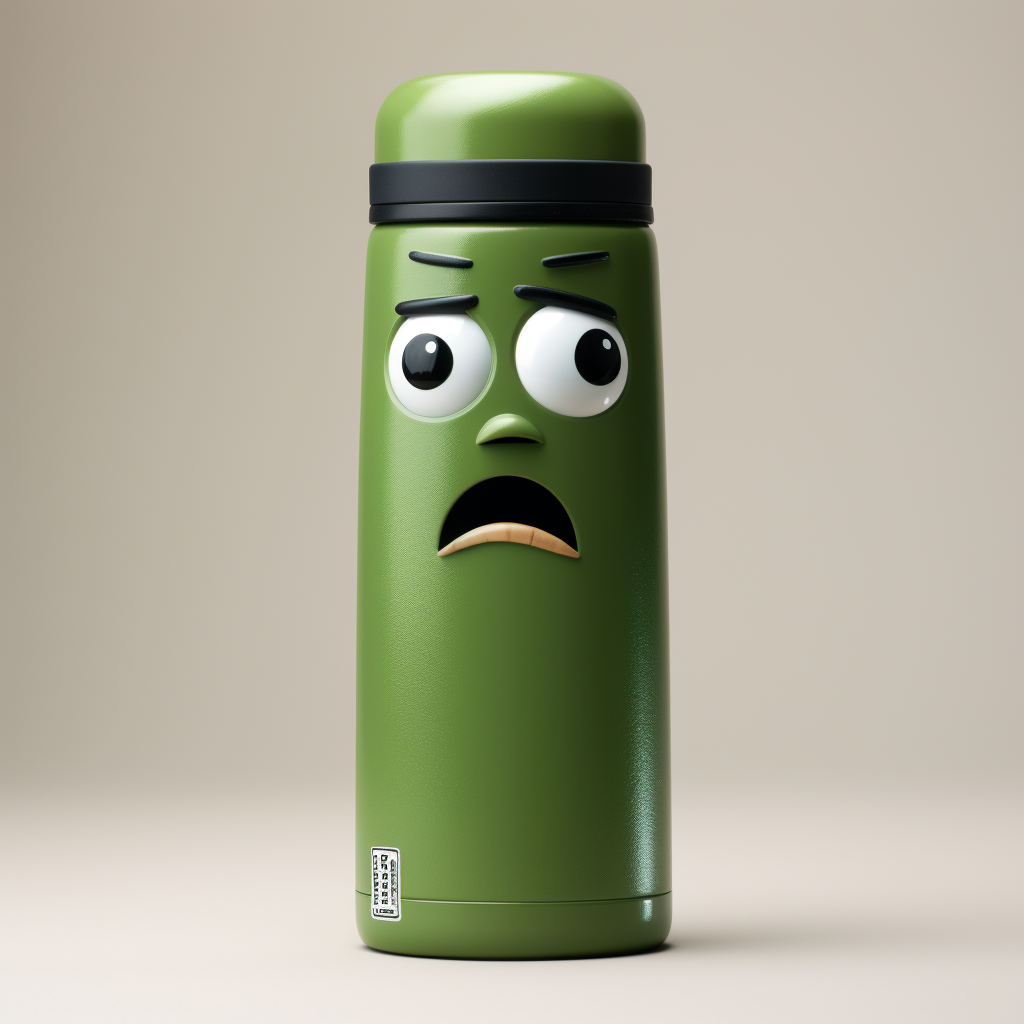 Green Stanley Thermos Frowning Head