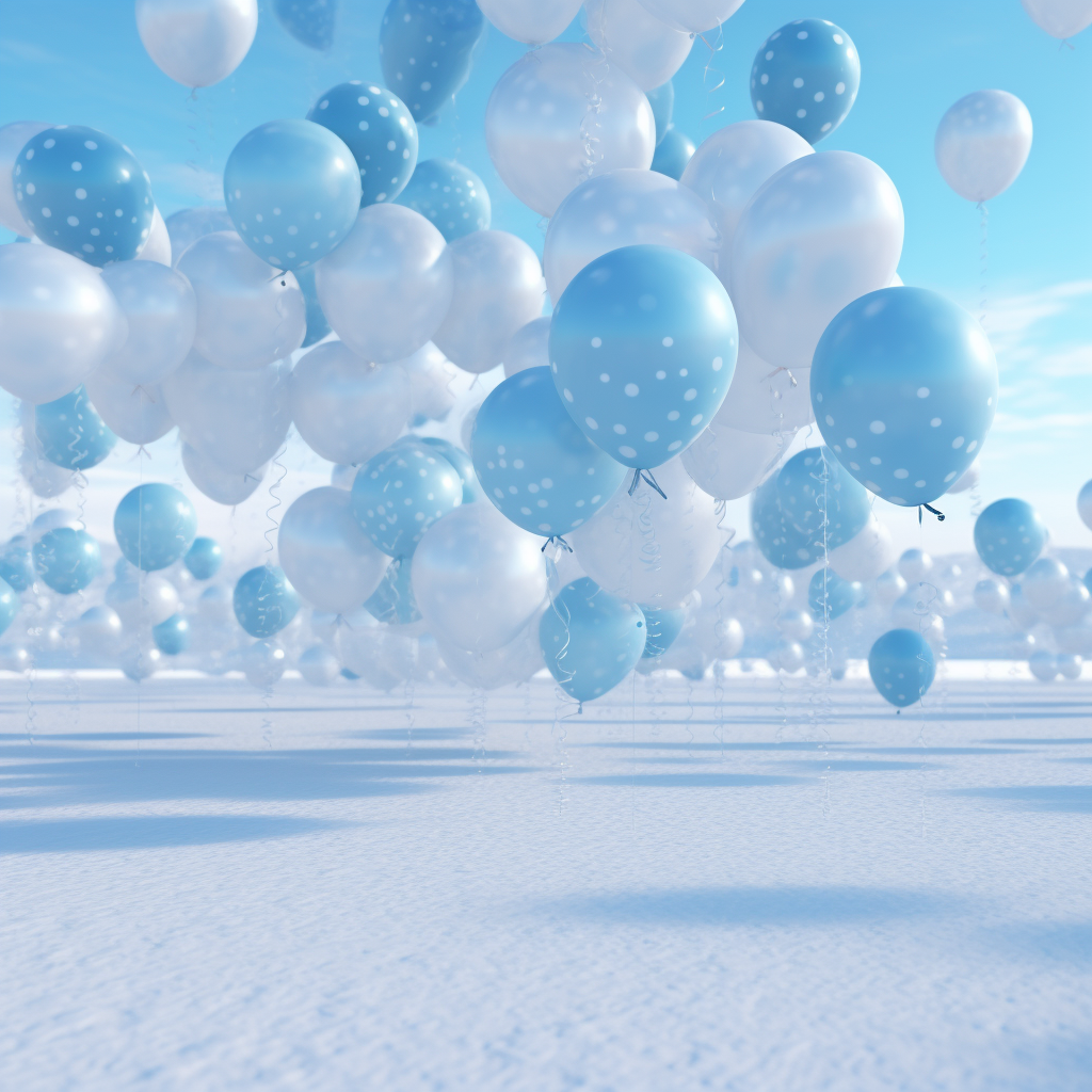 Snowy Frozen Balloons in Blue and White