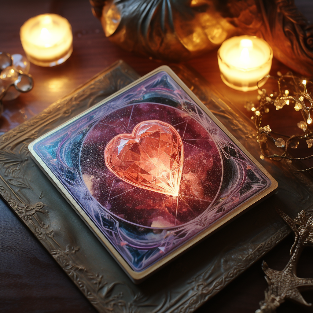 Glowing frozen heart in tarot style