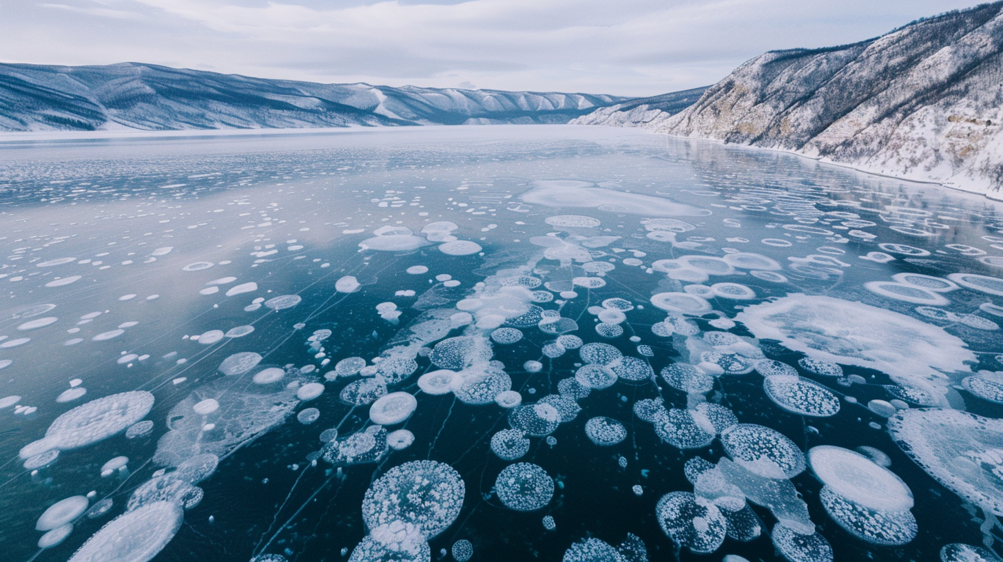 methane bubbles trapped lake baikal