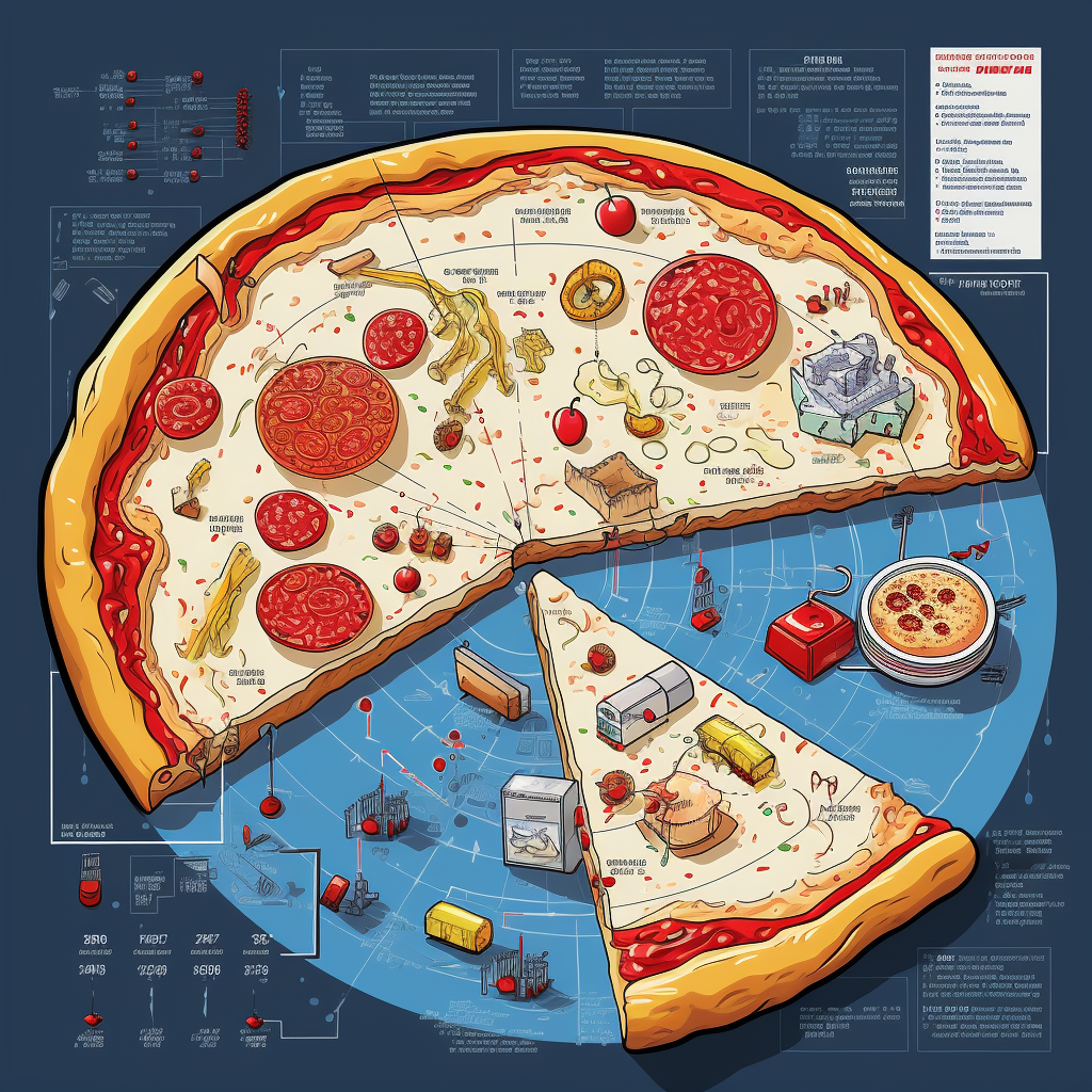 Detailed engineering schematic of frozen pepperoni pizza