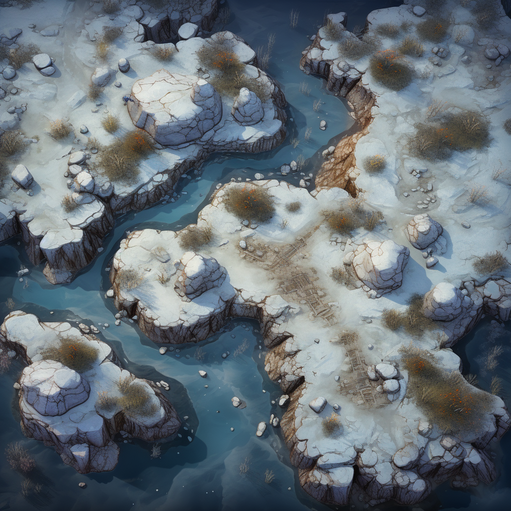 Top-down Frozen North Tundra Battle Map