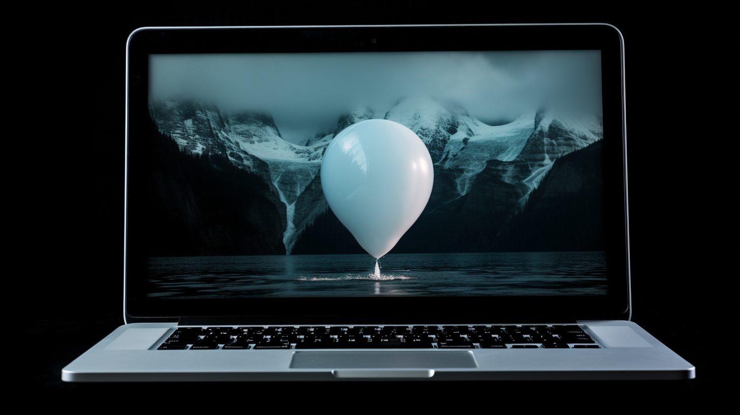 Laptop screen with frozen video loading balloon