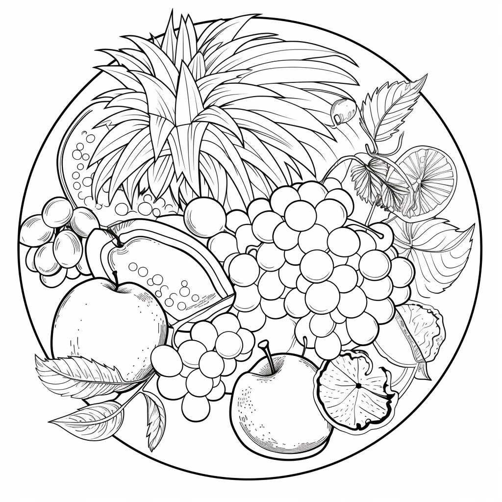 Colorful fruit coloring page for kids