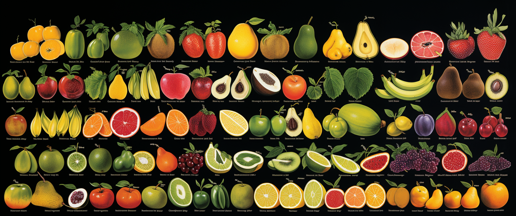 Illustration of various fruits diagram