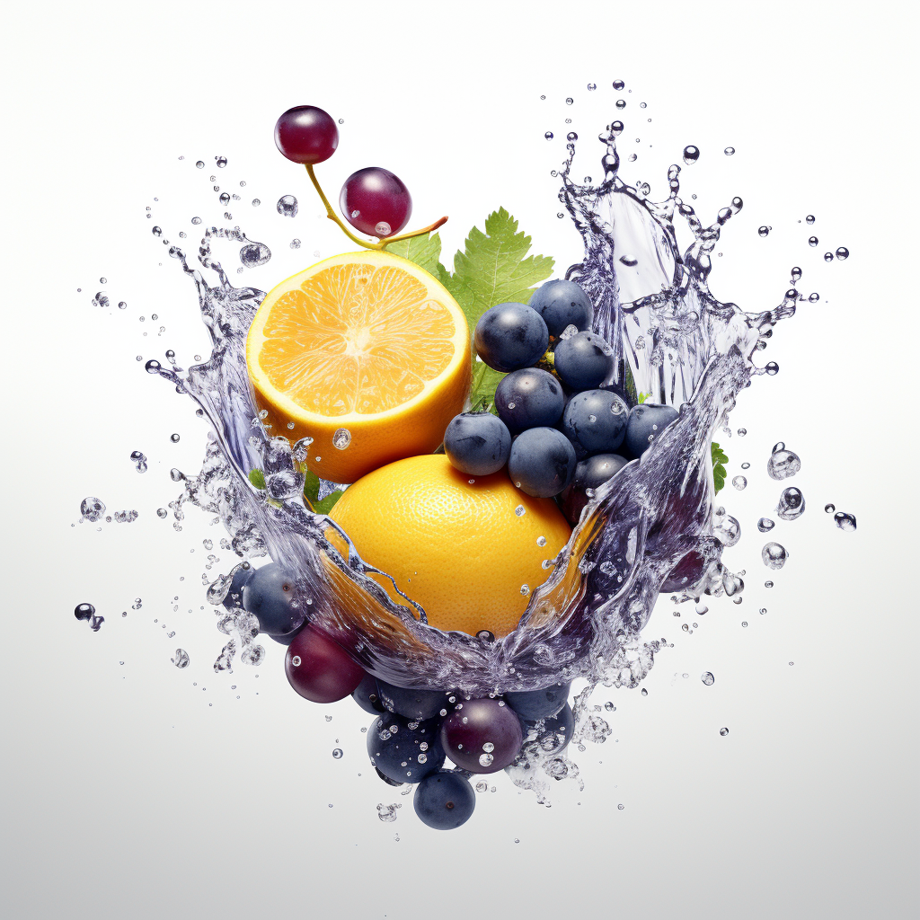 Vibrant Fruits Splashing in Minimal Style