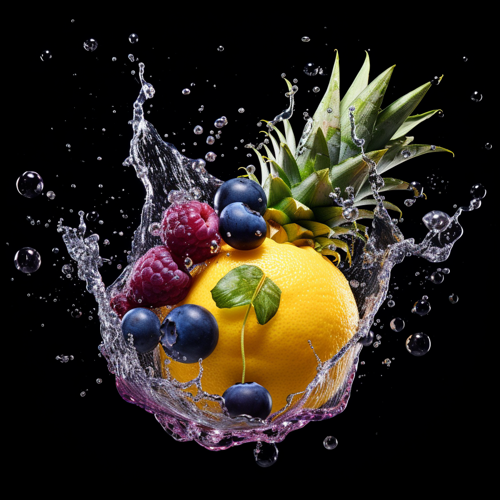 Colorful Fruit Splash in Minimal Style