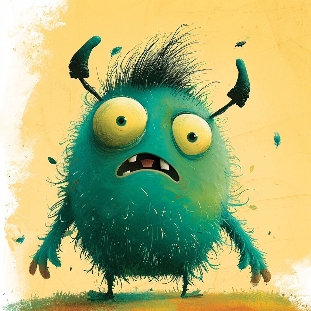 Frustrated creature on kids book cover