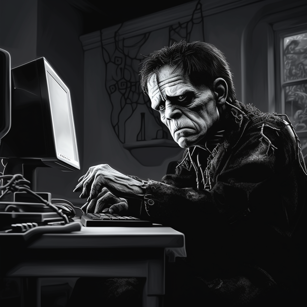 Frankenstein monster using computer