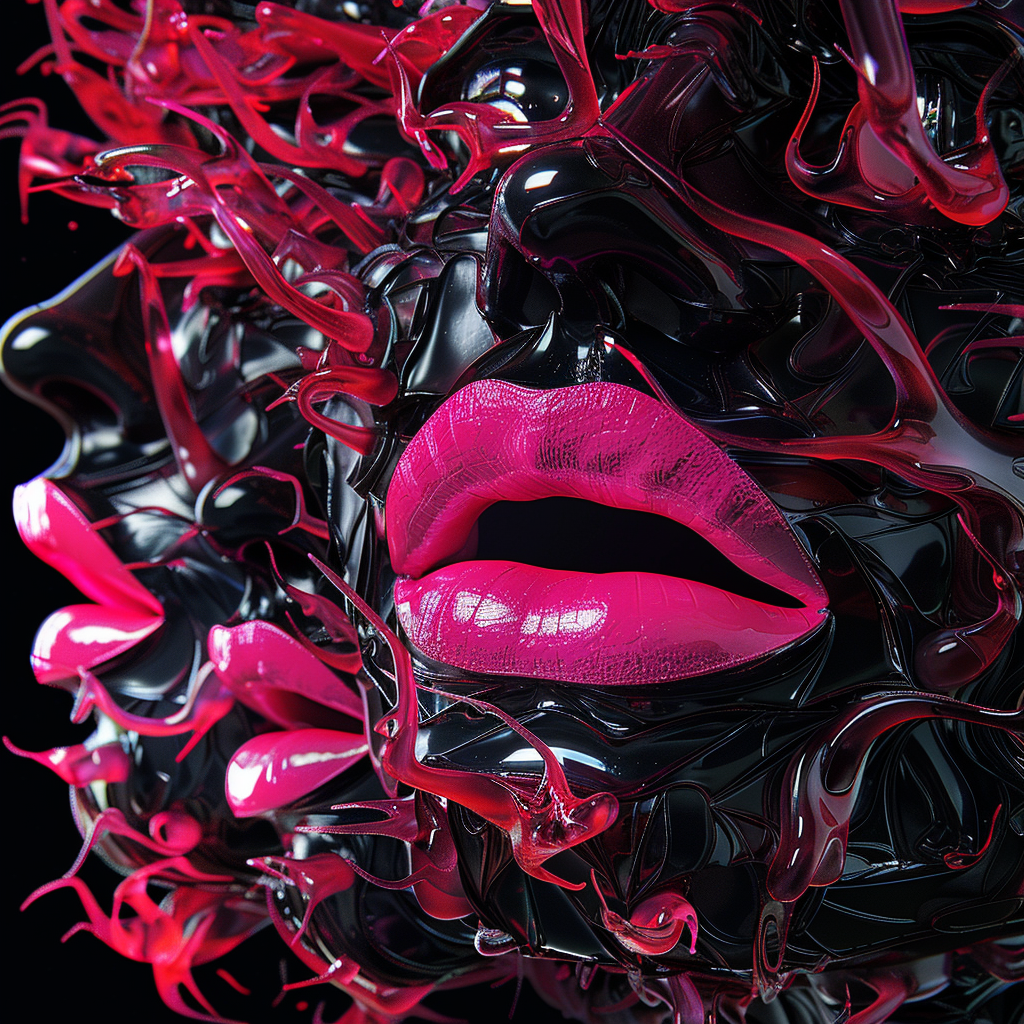 Fuchsia Lips 3D Black Background