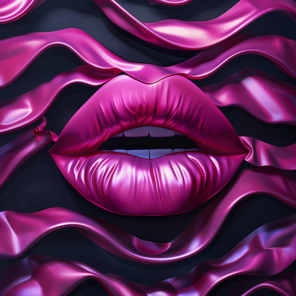 Voluminous fuchsia lips on black