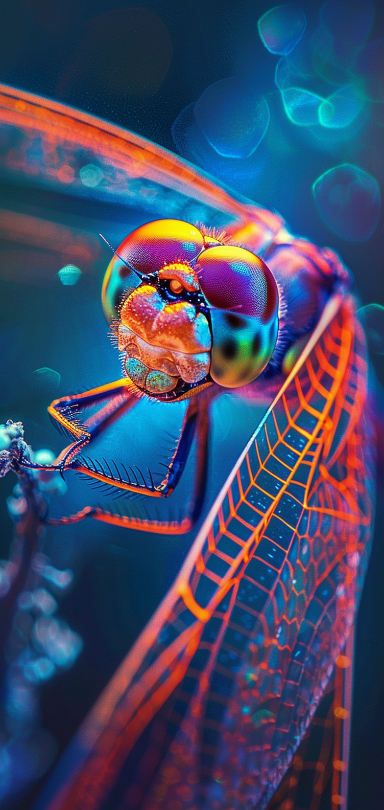 Dragonfly in cinematic macro shot