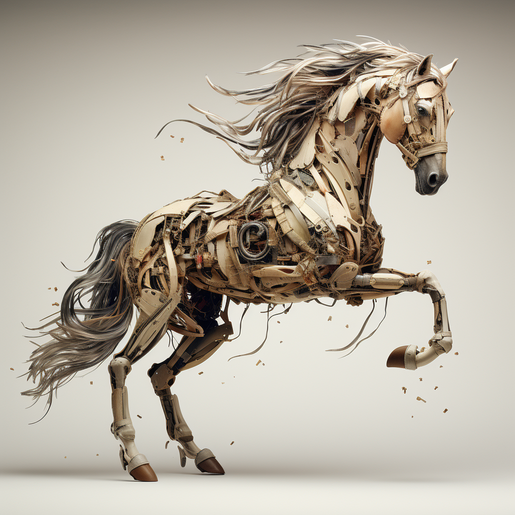 Detailed exploded view of a horse