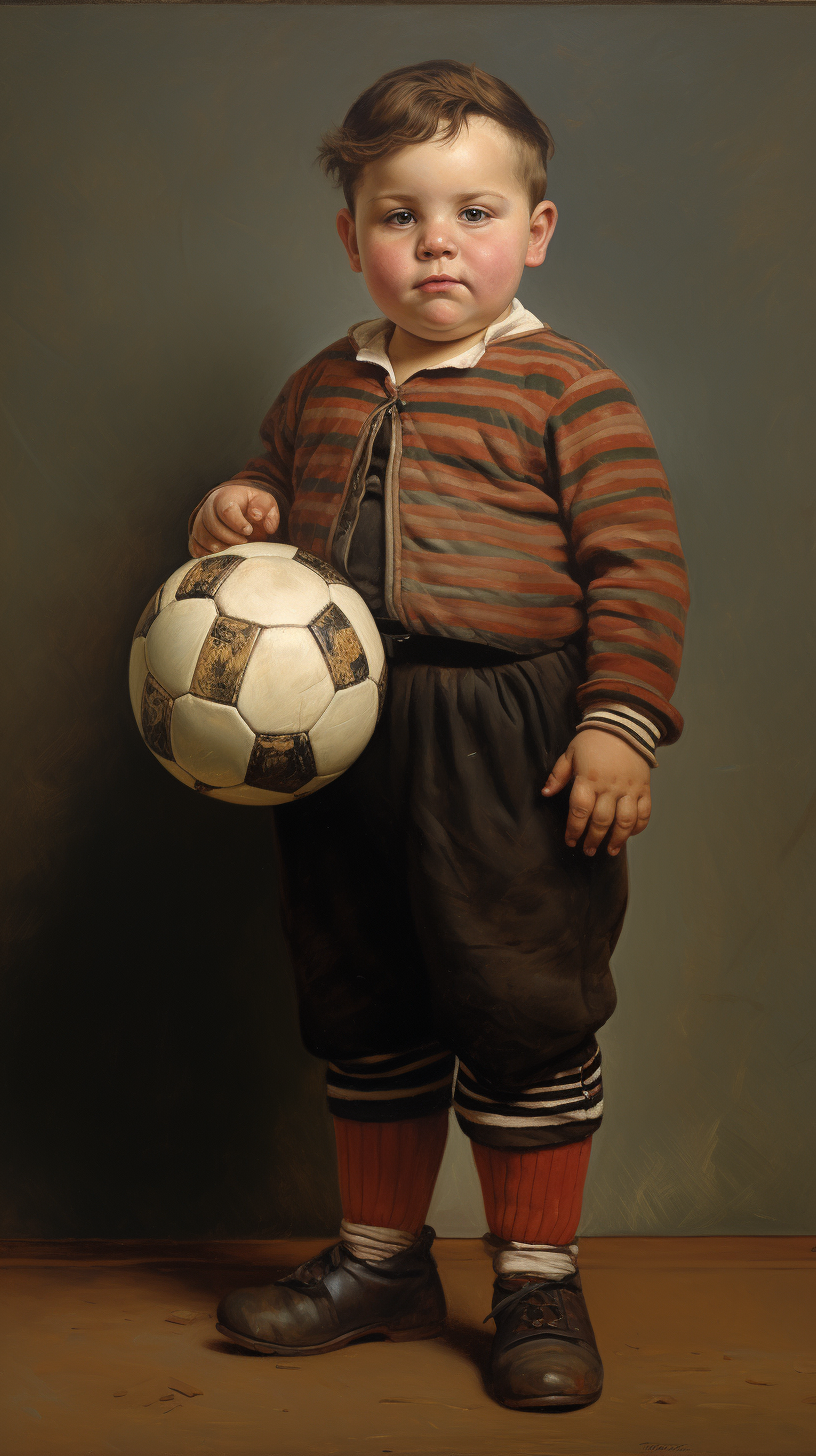 A footballer boy with a ball