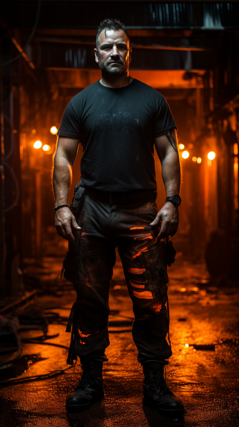 Fashionable man in black and white t-shirt