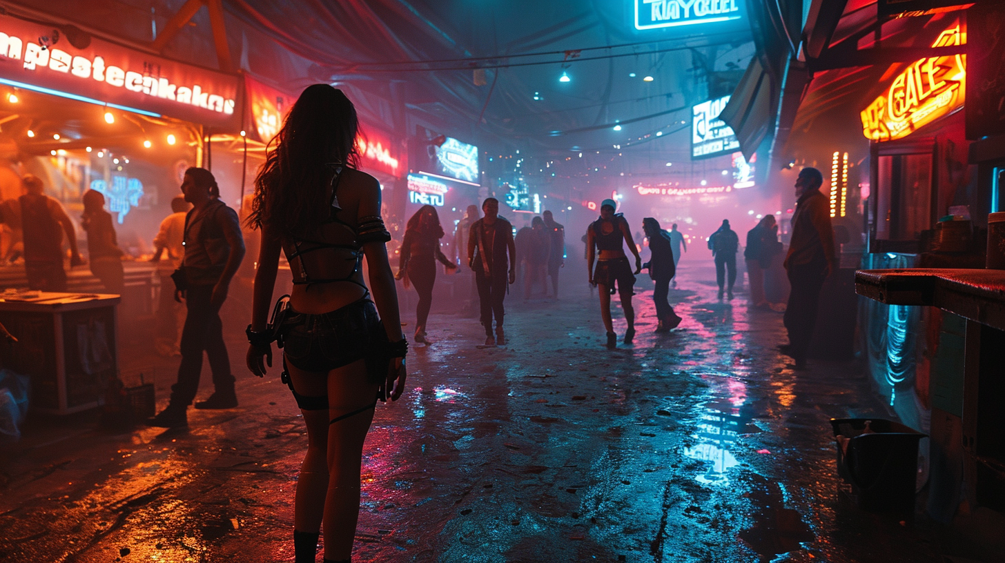 Full-body people at vibrant party