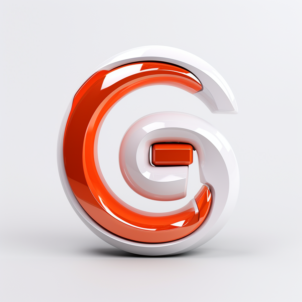 Abstract 3D logo in scarlett orange