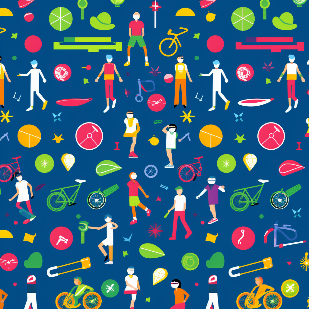 Pattern of Fun Sport Icons and Sunglasses