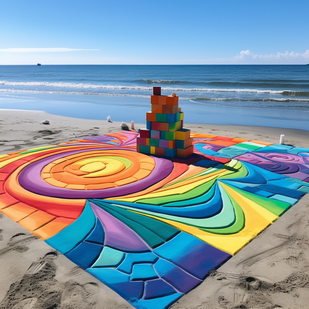 Colorful pop art painting on the beach