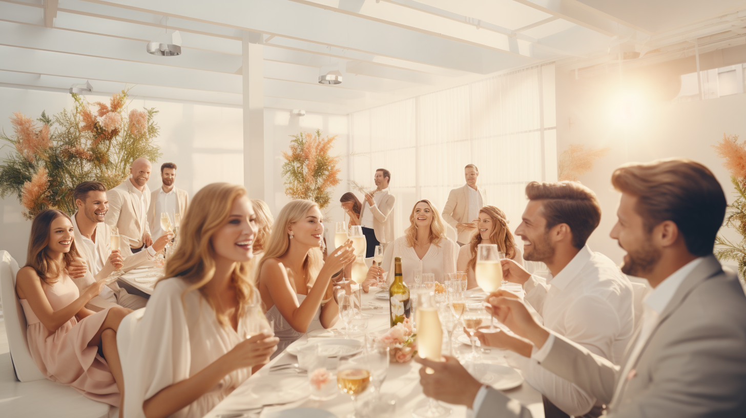 Group of Men and Women Drinking Prosecco and Spritz