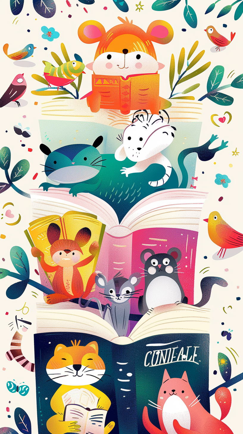 Fun Cartoon Animals Reading Advertisement