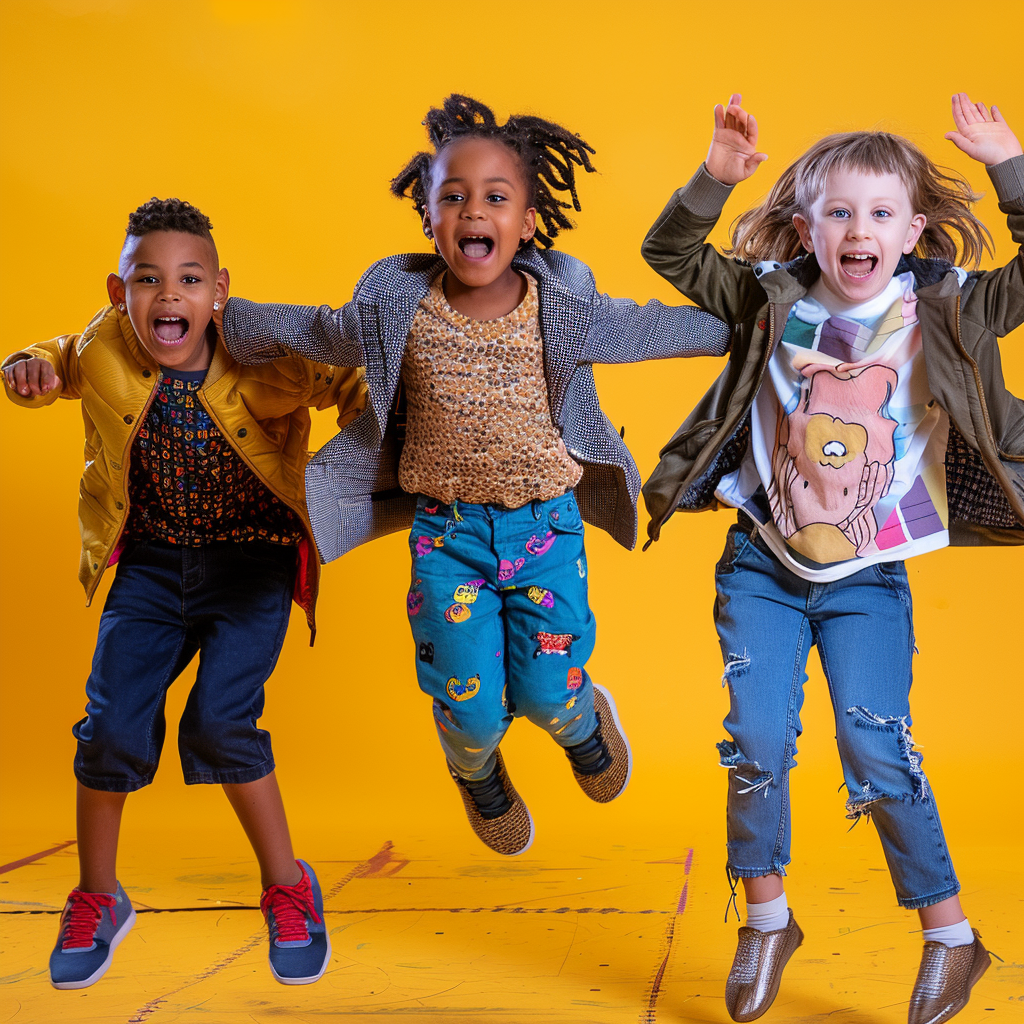 Kids dance in studio