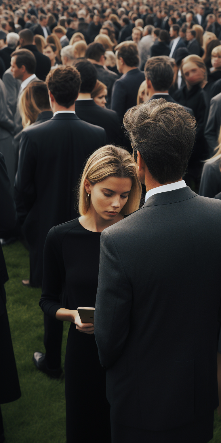 Family bidding farewell in funeral ceremony