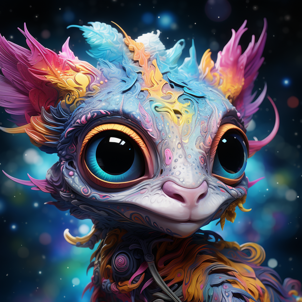 Colorful alien creature on fantasy background