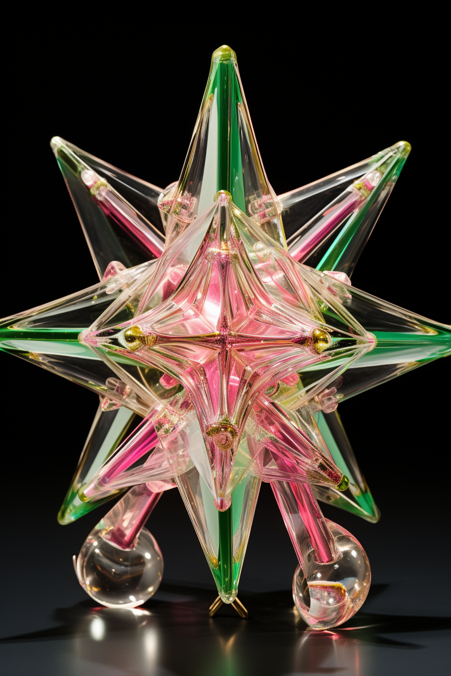 Vibrant crystal topology with pink, light green, and gold stars