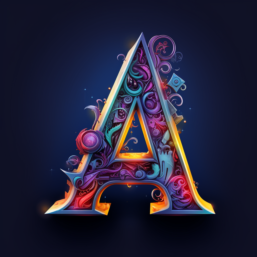 Funky letter A in vibrant colors