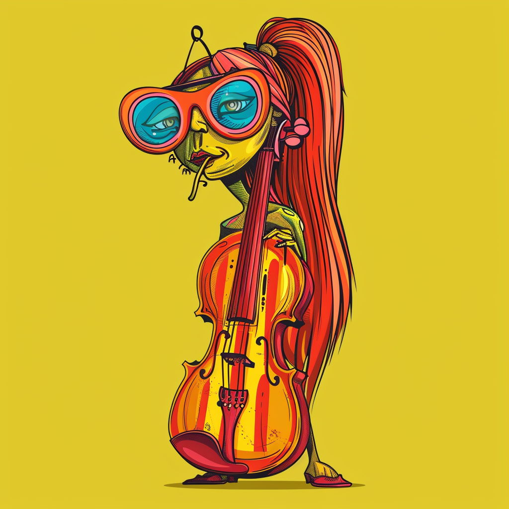 Funky Retro Violin Caricature