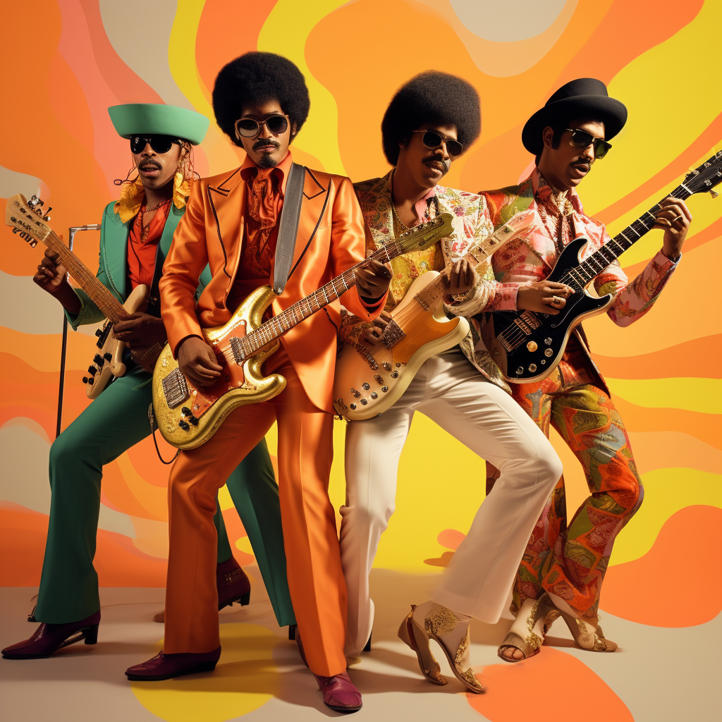 Vibrant funky band performing on stage
