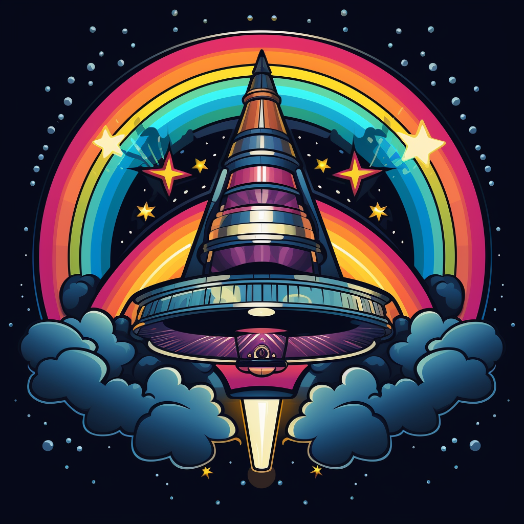 Colorful funkadelic-style mothership icon