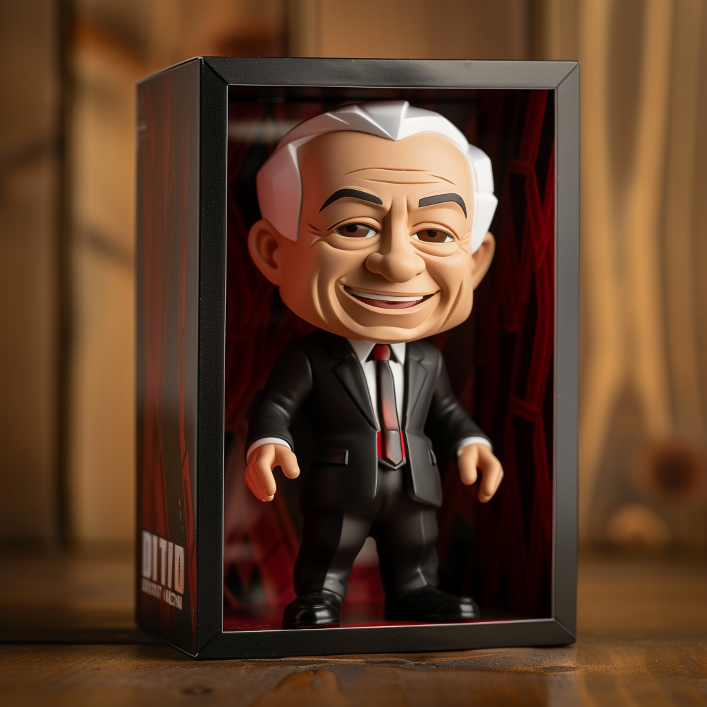 Funko figure of smiling Benjamin Netanyahu in suit