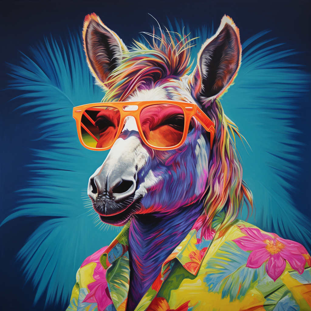 Donkey in Sunglasses and Hawaiian Shirt