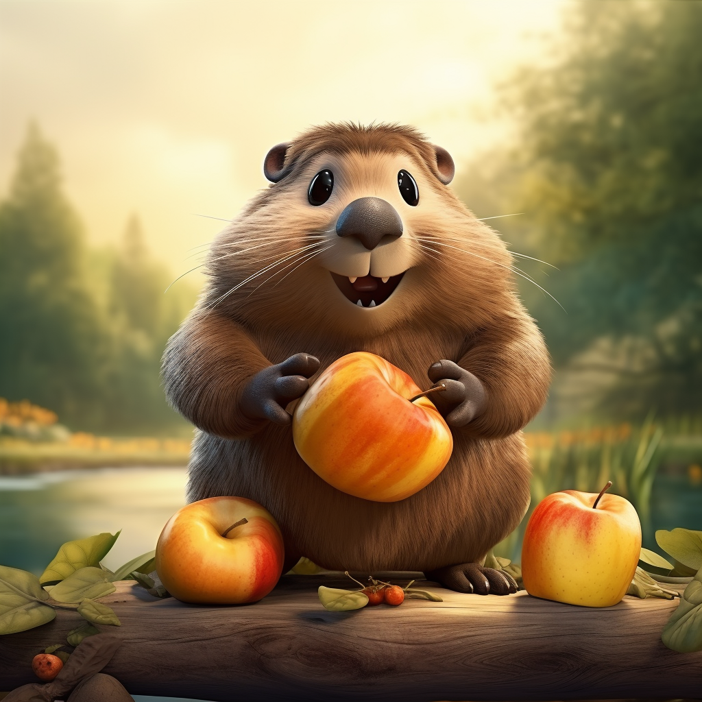 Funny Beaver Eating Bananas Peaches