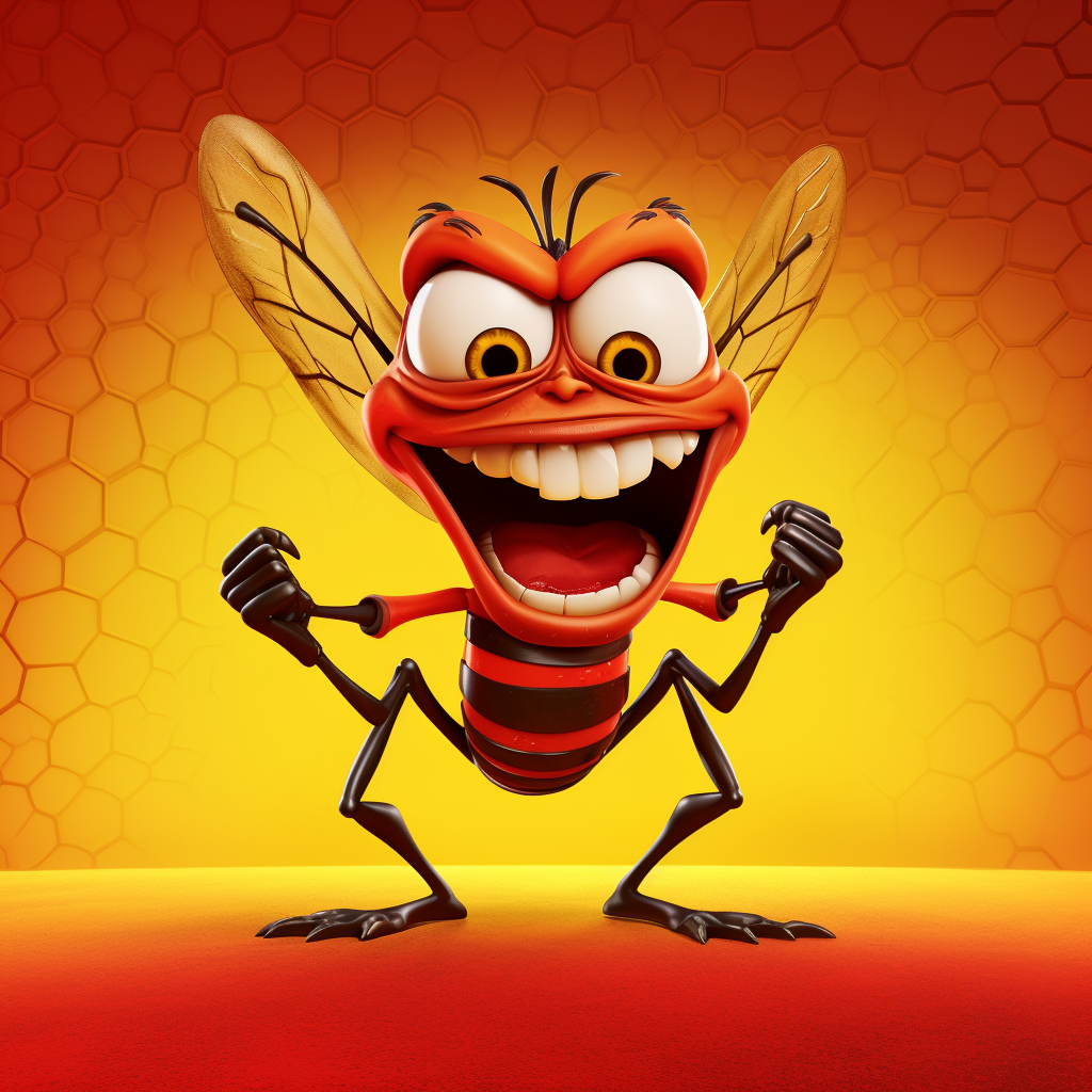 Funny Cartoon Wasp on Steroids