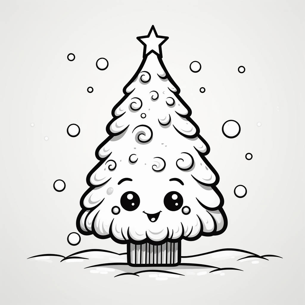 Funny Christmas Tree Coloring Page