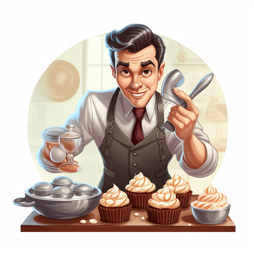 Funny detective baking delicious muffins