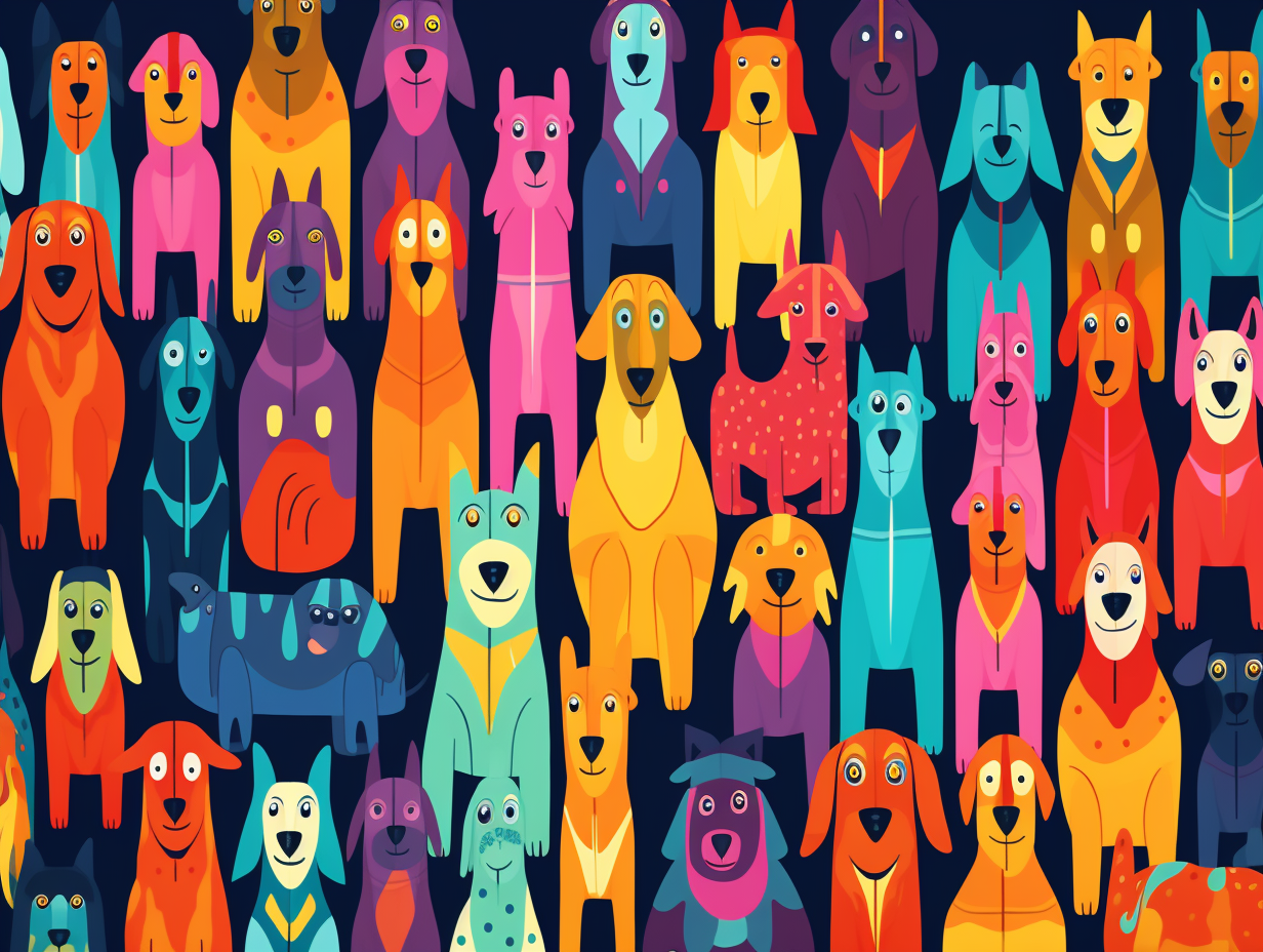 Funny Dogs Repeated Pattern Colorful