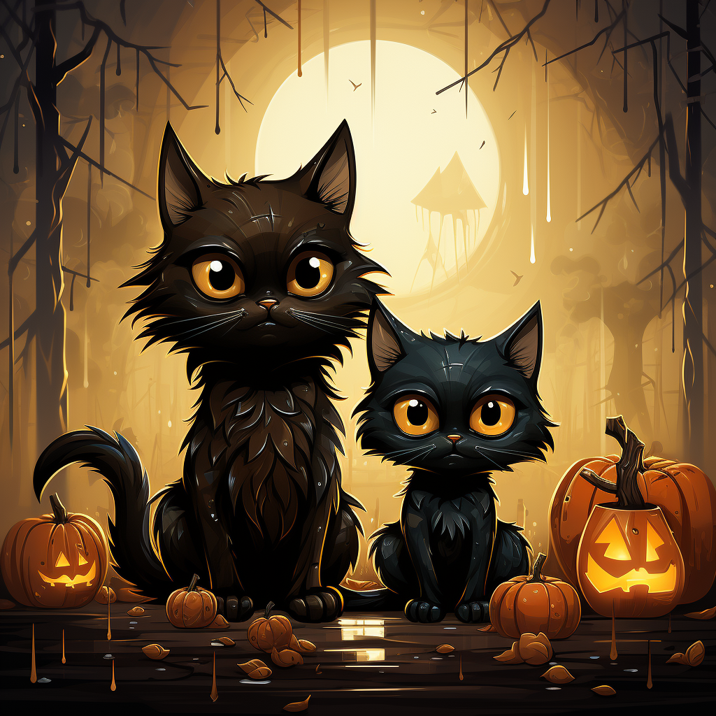 Funny Halloween Picture with Two Cats