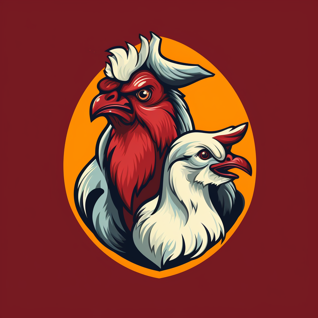 Funny logo with chicken and goat