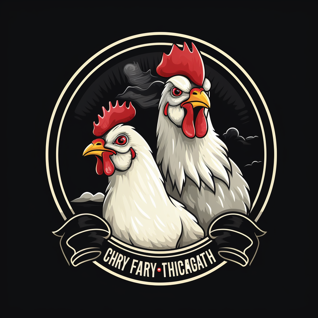 Funny logo with chicken and goat