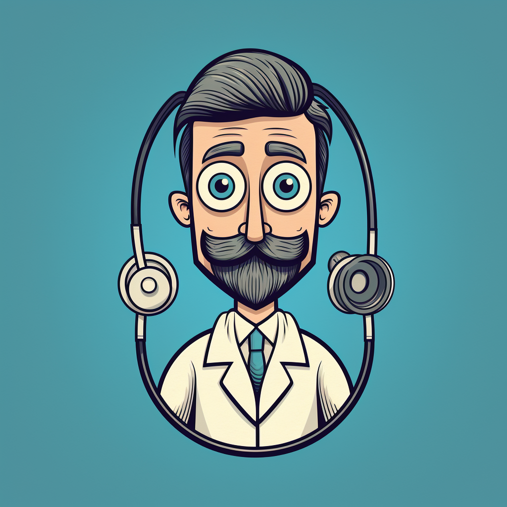 Funny minimalistic doctor with stethoscope