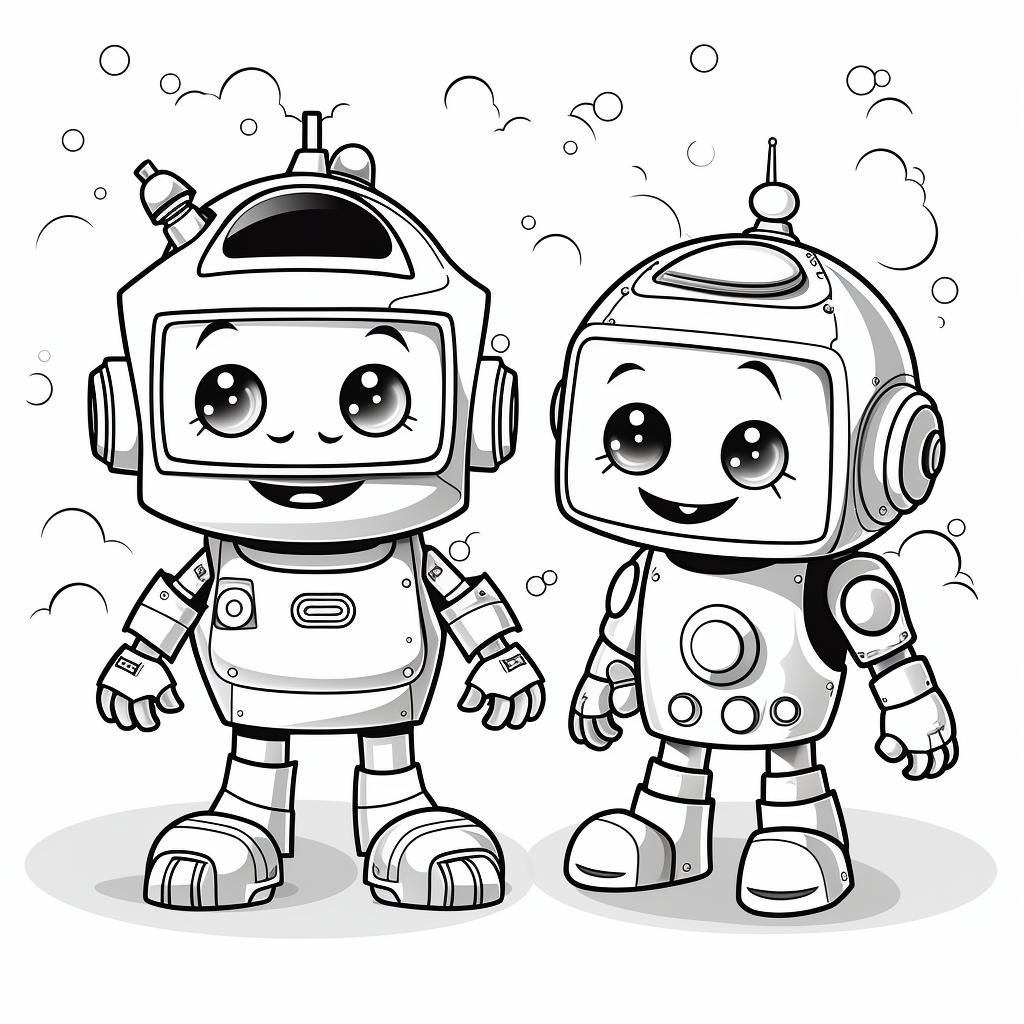 Funny robots coloring page